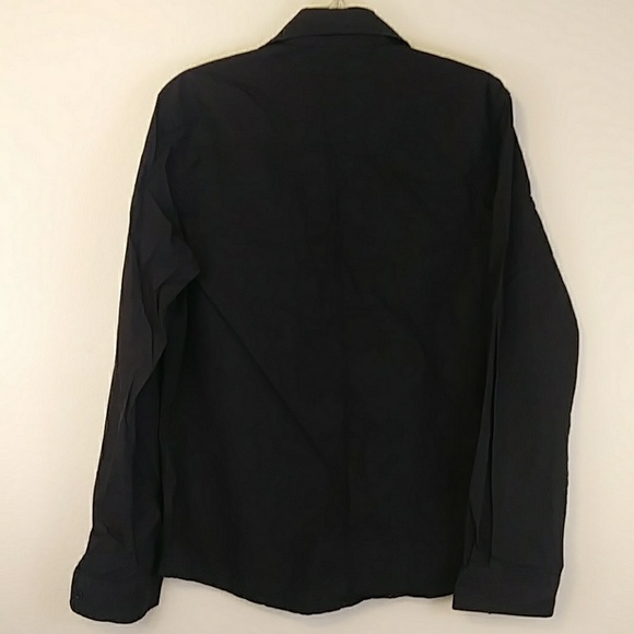 [Y+Y] Black Zipper Front Button Up Shirt Small - Picture 3 of 4
